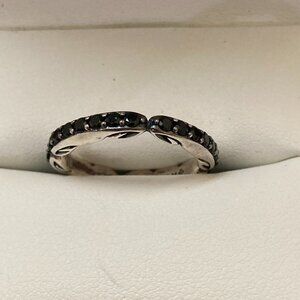 Women Realm Stack Ring Size 7 Sterling Silver Black CZ